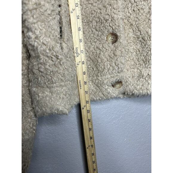 Faherty Timber Ridge Sherpa Fleece Beige Teddy Bear Style Button Jacket Medium - Picture 4 of 10